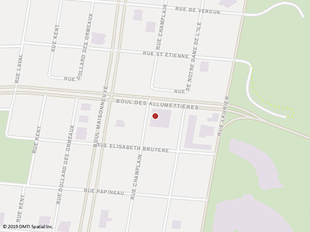 Map indicating the location of Gatineau-Hull Service Canada Centre and Passport Services at 210 Champlain Street in Gatineau