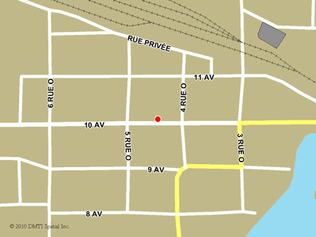 Carte routière indiquant l'emplaçement du bureau Senneterre - Centre Service Canada situé au 761, 10e Avenue à Senneterre