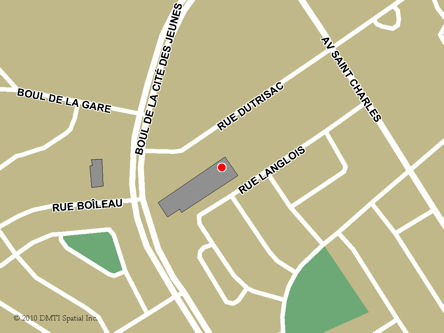 Carte routière indiquant l'emplaçement du bureau Vaudreuil-Dorion - Centre Service Canada situé au 2555, rue Dutrisac à Vaudreuil-Dorion