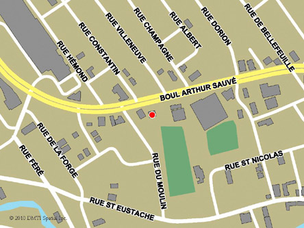 Map indicating the location of Saint-Eustache Service Canada Centre at 250 Arthur-Sauvé Boulevard in Saint-Eustache