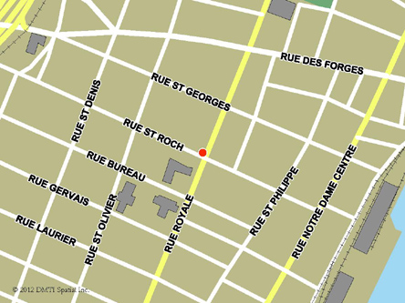 Map indicating the location of Trois-Rivières Service Canada Centre at 1660 Royale Street in Trois-Rivières