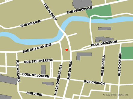 Map indicating the location of Cowansville Service Canada Centre at 224 du Sud Street in Cowansville