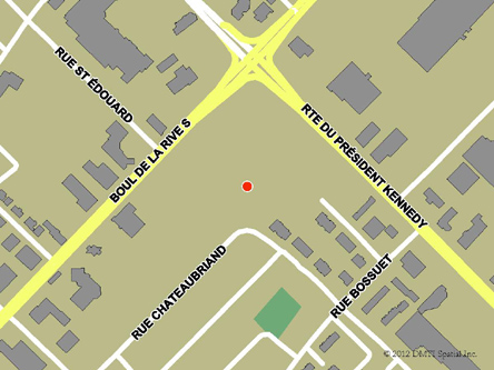 Carte routière indiquant l'emplaçement du bureau Lévis - Centre Service Canada situé au 50, route du Président-Kennedy à Lévis