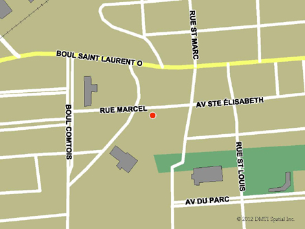 Carte routière indiquant l'emplaçement du bureau Louiseville - Centre Service Canada situé au 507, rue Marcel à Louiseville