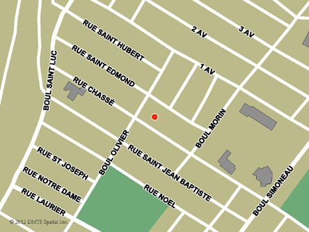 Map indicating the location of Val-des-Sources Service Canada Centre at 309 Chassé Street in Val-des-Sources