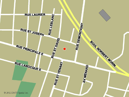 Map indicating the location of Sainte-Agathe-des-Monts Service Canada Centre at 118 Principale Street East in Sainte-Agathe-des-Monts