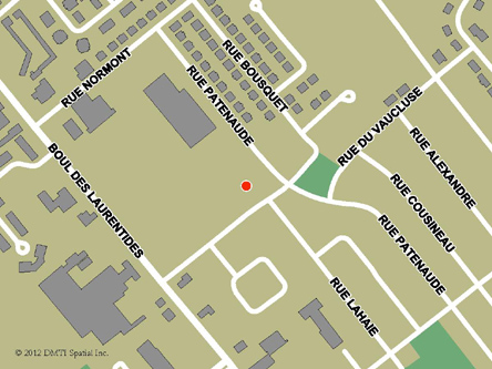 Carte routière indiquant l'emplaçement du bureau Laval - Centre Service Canada situé au 1041, boulevard des Laurentides à Laval