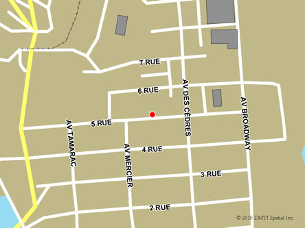 Carte routière indiquant l'emplaçement du bureau Shawinigan - Centre Service Canada situé au 444, 5e rue de la Pointe à Shawinigan