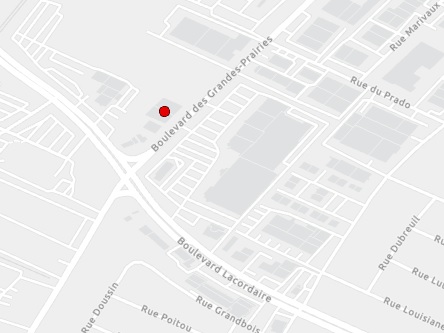 Map indicating the location of Saint-Léonard (Montréal) - Centre Service Canada at 5935, boulevard des Grandes-Prairies in Saint-Léonard