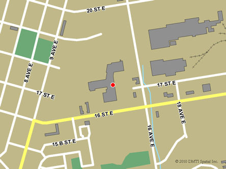Carte routière indiquant l'emplaçement du bureau Owen Sound - Centre Service Canada situé au 1350, 16e rue Est à Owen Sound