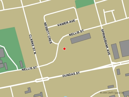 Carte routière indiquant l'emplaçement du bureau Woodstock - Centre Service Canada situé au 959, rue Dundas à Woodstock