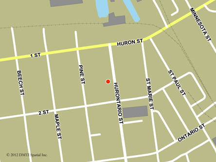 Map indicating the location of Collingwood Service Canada Centre at 44 Hurontario Street in Collingwood