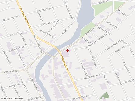 Map indicating the location of Belleville Service Canada Centre at 11 Station Street in Belleville
