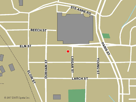 Map indicating the location of Sudbury Service Canada Centre at 19 Lisgar Street in Sudbury