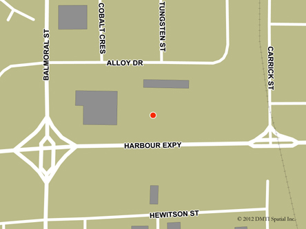 Map indicating the location of Thunder Bay Service Canada Centre at 975 Alloy Drive in Thunder Bay