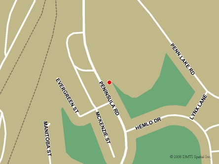 Carte routière indiquant l'emplaçement du bureau Marathon - Centre Service Canada situé au 52, chemin Peninsula à Marathon