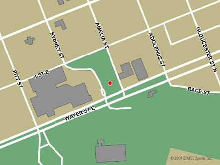 Map indicating the location of Cornwall Service Canada Centre at 111 Water Street East in Cornwall