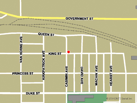 Carte routière indiquant l'emplaçement du bureau Dryden - Centre Service Canada situé au 119, rue King à Dryden
