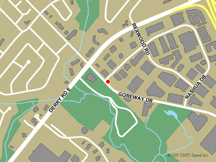 Carte routière indiquant l'emplaçement du bureau Malton - Centre Service Canada situé au 6877, promenade Goreway à Malton