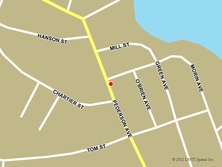 Carte routière indiquant l'emplaçement du bureau Buffalo Narrows - Centre Service Canada situé au 1491, avenue Pederson à Buffalo Narrows