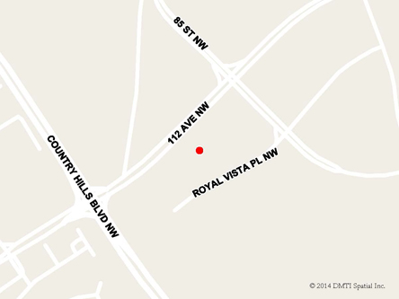 Map indicating the location of Calgary Royal Vista Service Canada Centre at 15 Royal Vista Place NW in Calgary