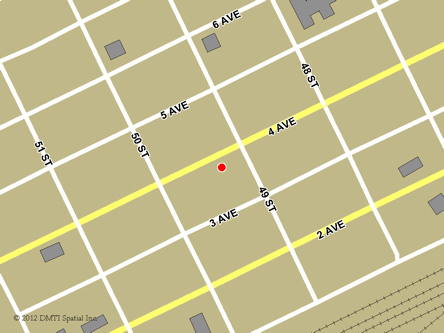 Map indicating the location of Edson Service Canada Centre at 4905 4th Ave in Edson