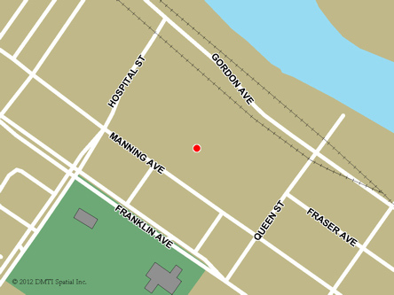 Map indicating the location of Fort McMurray Service Canada Centre at 8530 Manning Avenue in Fort McMurray
