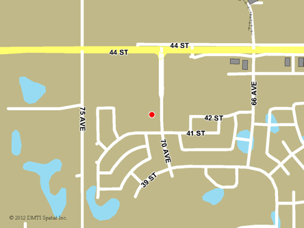 Map indicating the location of Lloydminster Service Canada Centre at 4114 70th Avenue in Lloydminster