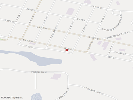 Carte routière indiquant l'emplaçement du bureau Brooks - Centre Service Canada situé au 211, 1ère avenue est à Brooks