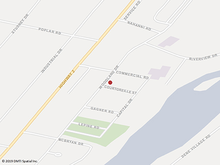 Map indicating the location of Hay River Service Canada Centre at 62 Woodland Drive in Hay River