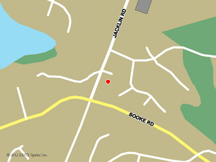 Map indicating the location of Victoria West Shore Service Canada Centre at 3179 Jacklin Road in Victoria
