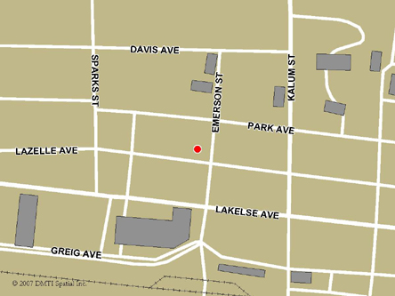 Carte routière indiquant l'emplaçement du bureau Terrace - Centre Service Canada situé au 4630, avenue Lazelle à Terrace