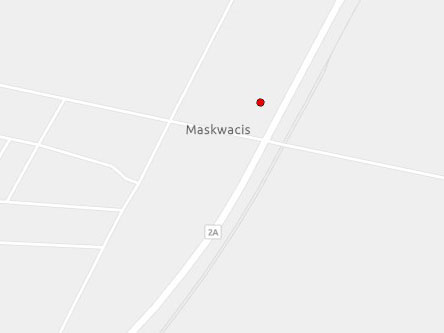 Map indicating the location of Maskwacis Scheduled Outreach Site at Corner of Minde Avenue and Wolfe Street, Ermineskin in Maskwacis