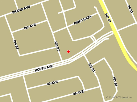 Carte routière indiquant l'emplaçement du bureau Grande Cache - Site de services mobiles réguliers situé au 10001, avenue Hoppe à Grande Cache