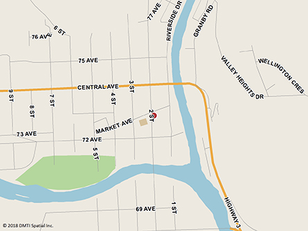 Map indicating the location of Grand Forks Scheduled Outreach Site at 7290 2nd Street in Grand Forks