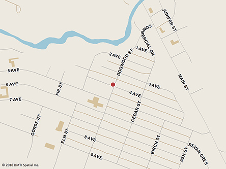 Map indicating the location of Valemount Scheduled Outreach Site at 1300 - 4th Avenue in Valemount