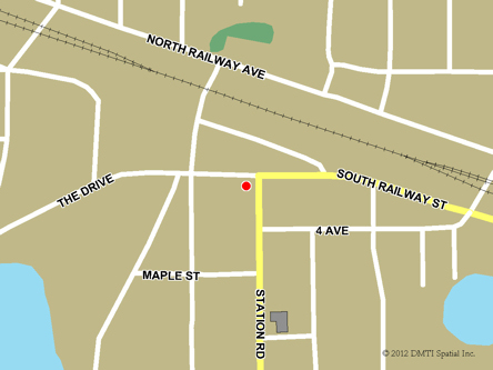 Map indicating the location of Shoal Lake Scheduled Outreach Site at 438 Station Street in Shoal Lake