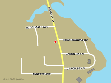 Map indicating the location of St-Georges Scheduled Outreach Site at 104086 Highway 11 in St-Georges