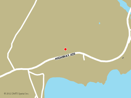 Carte routière indiquant l'emplaçement du bureau Pollard's Point - site de services mobiles réguliers situé au Rue Main à Pollards Point