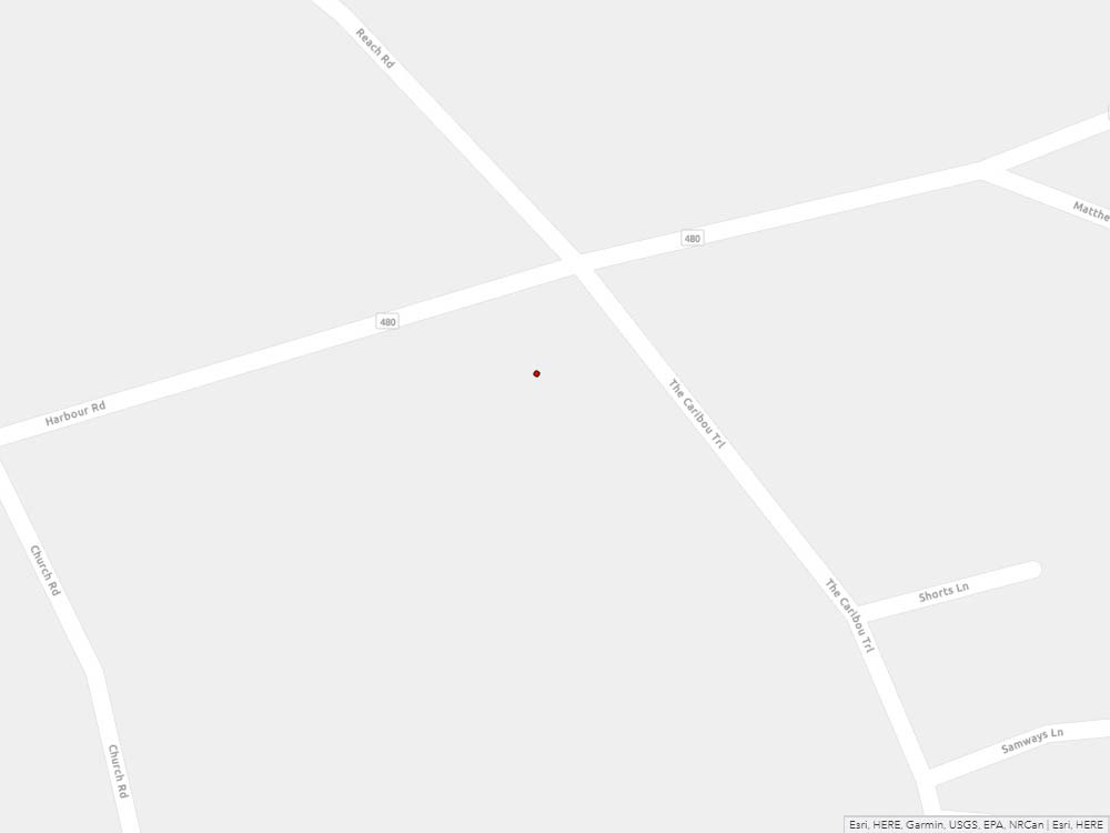 Carte routière indiquant l'emplaçement du bureau Burgeo - site de services mobiles réguliers situé au 142, chemin Reach à Burgeo