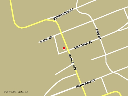 Carte routière indiquant l'emplaçement du bureau Haliburton - site de services mobiles réguliers situé au 49, avenue Maple à Haliburton