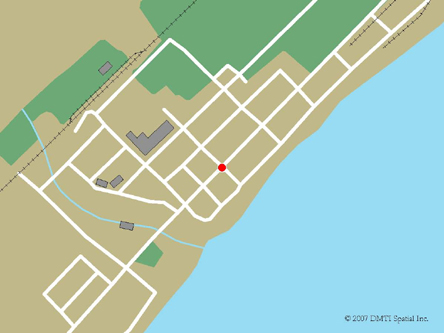 Map indicating the location of Moosonee Scheduled Outreach Site at 34 Revillion Road North in Moosonee