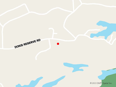 Carte routière indiquant l'emplaçement du bureau Dokis - site de services mobiles réguliers situé au 940, rue Main à Dokis Reserve