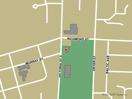 Carte routière indiquant l'emplaçement du bureau Amherstburg - site de services mobiles réguliers situé au 320, rue Richmond à Amherstburg