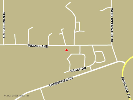 Map indicating the location of Kettle and Stony Point First Nation Scheduled Outreach Site at 6247 Indian Lane, Rural Route 2 in Forest