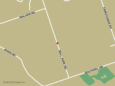 Carte routière indiquant l'emplaçement du bureau Premières Nation de Oneida - site de services mobiles réguliers situé au 2212, avenue Elm à Southwold