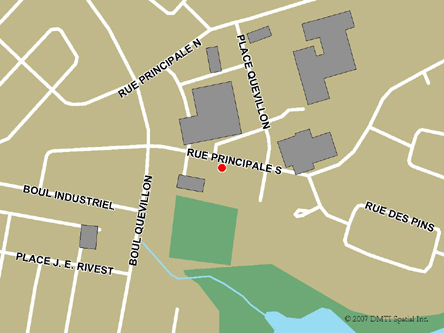 Map indicating the location of Lebel-sur-Quévillon Scheduled Outreach Site at 107 Principale Street South in Lebel-sur-Quévillon