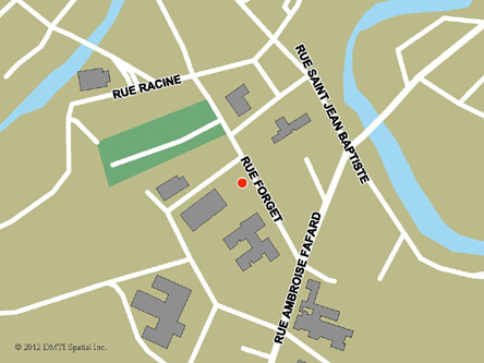 Carte routière indiquant l'emplaçement du bureau Baie St- Paul - site de services mobiles réguliers situé au 9, rue Forget à Baie-Saint-Paul