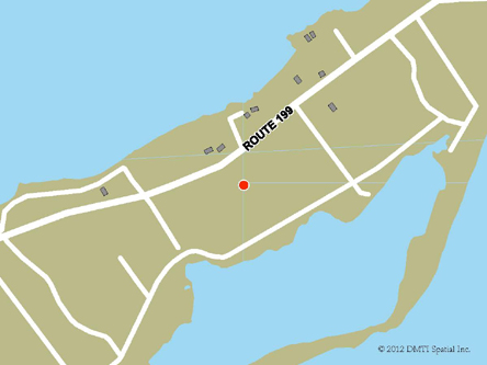 Carte routière indiquant l'emplaçement du bureau Grande Entrée - site de services mobiles réguliers situé au 377, route 199 à Grande-Entrée