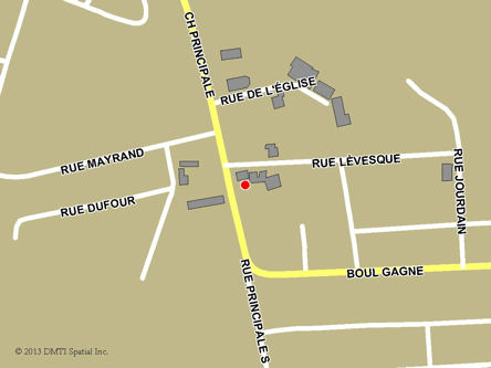 Carte routière indiquant l'emplaçement du bureau Sacré-Coeur - site de services mobiles réguliers situé au 64, rue Principale Nord à Sacré-Coeur